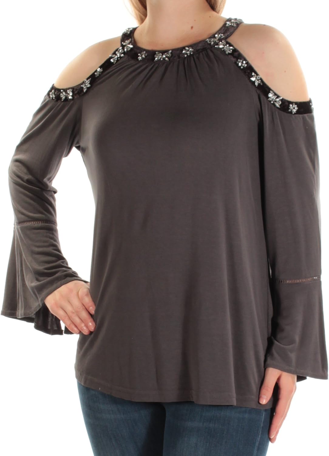 black velvet cold shoulder top