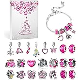 MJartoria Pink Jewelry Advent Calendar 2025 for Adult Teens-Hot Pink Jewelry 24 Days Christmas Countdown-Inclued Heart Metal Charms Beads DIY Necklaces Bracelets Making Kit Gifts
