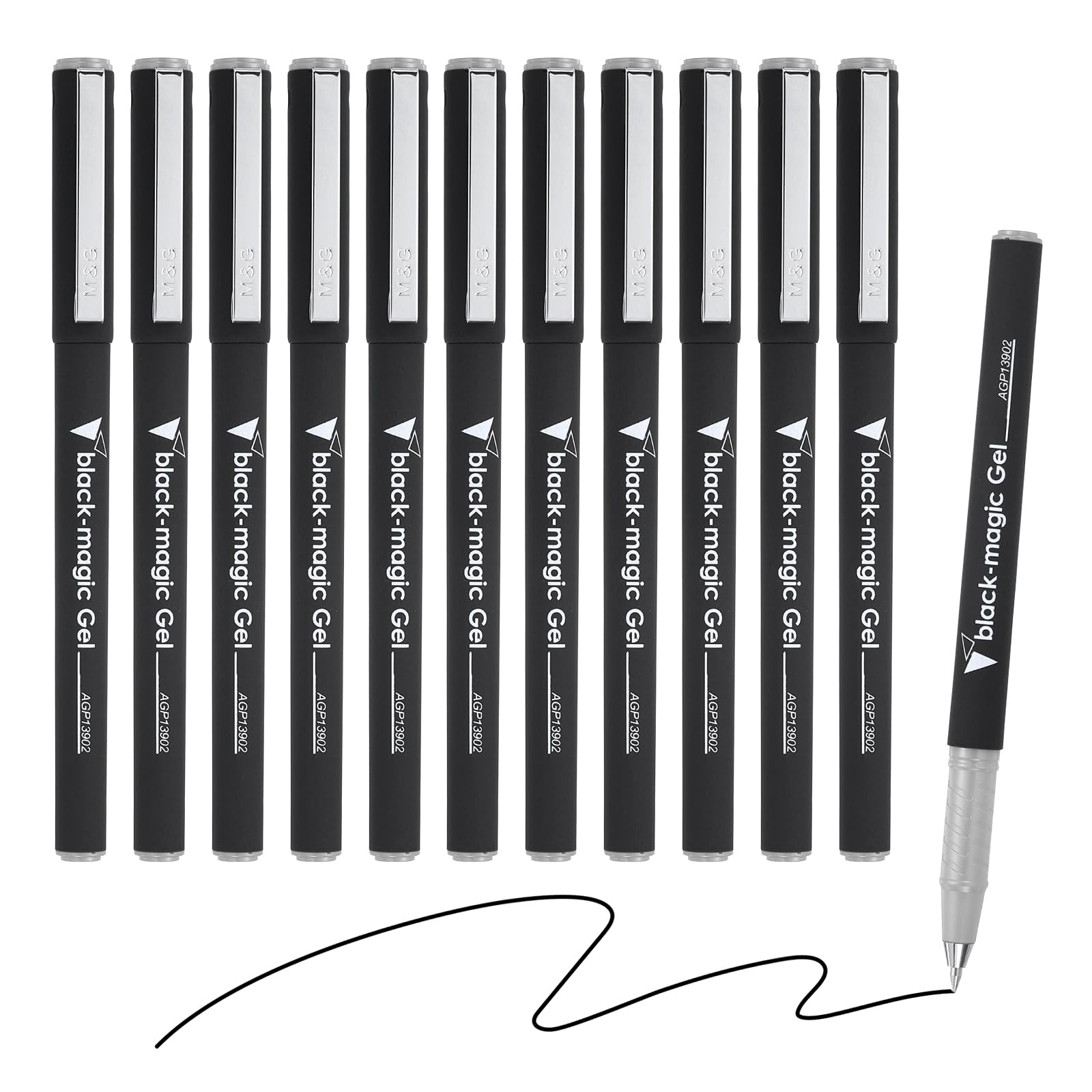 M&G Gel Pen Medium Point 0.5mm, 12 Pack Quick Dry Smooth Black Gel Ink Rollerball Pen for Home Office Writing Note Taking Journaling Business, Style 7