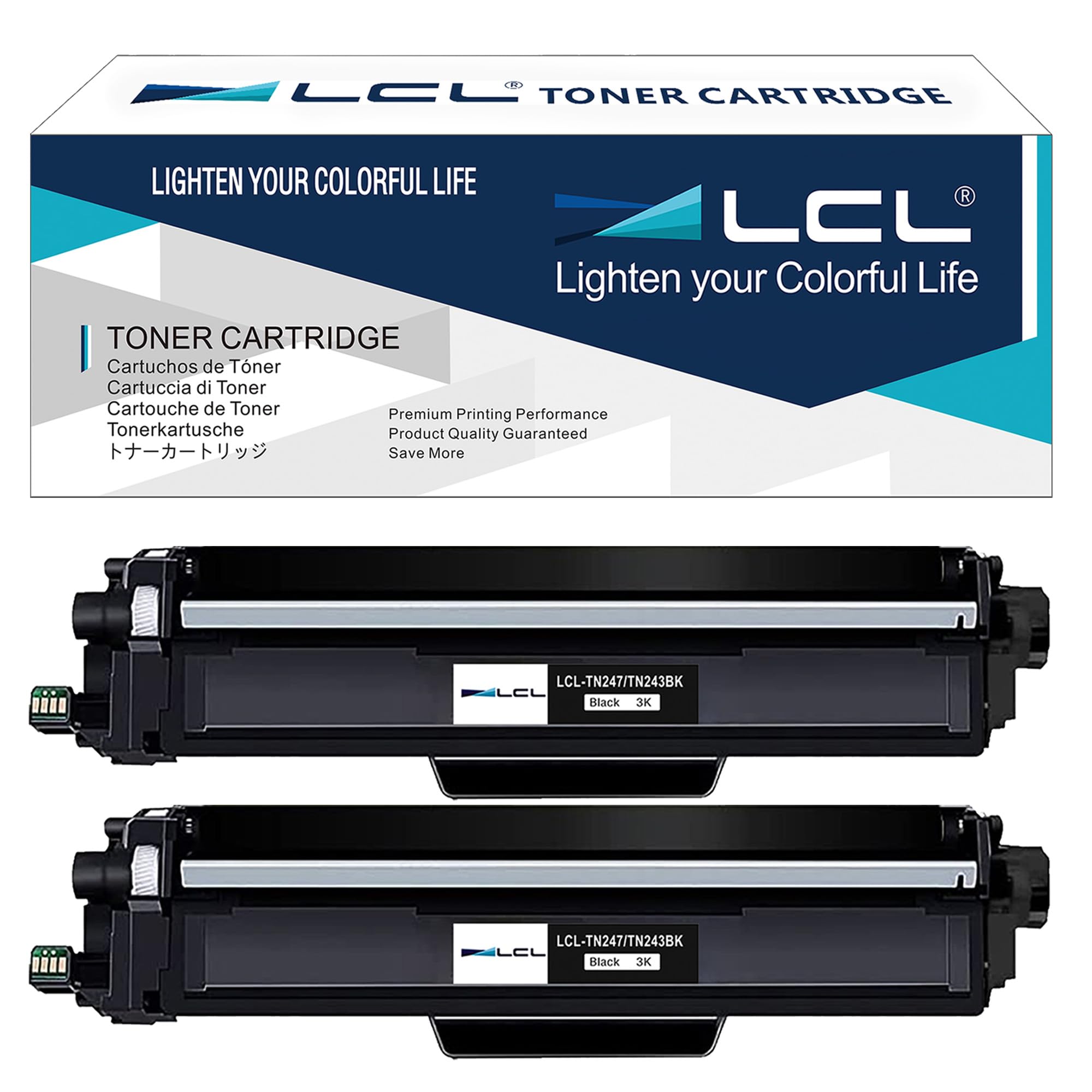 LCL Comatible Toner Cartridge TN243 TN247 TN-247 TN247BK TN-247BK 3000Pages (2 Black) Replacement for Brother HL-L3210CW HL-L3230CDW HL-L3270CDW MFC-L3710CDW MFC-L3750CDW MFC-L3730CDW DCP-L3510CDW