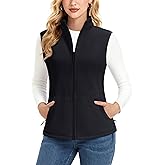 MAGCOMSEN Women's Fleece Vest Outerwear Sleeveless Lightweight Zip Jacket Warm Soft Hiking Running Vest Zipper Pockets