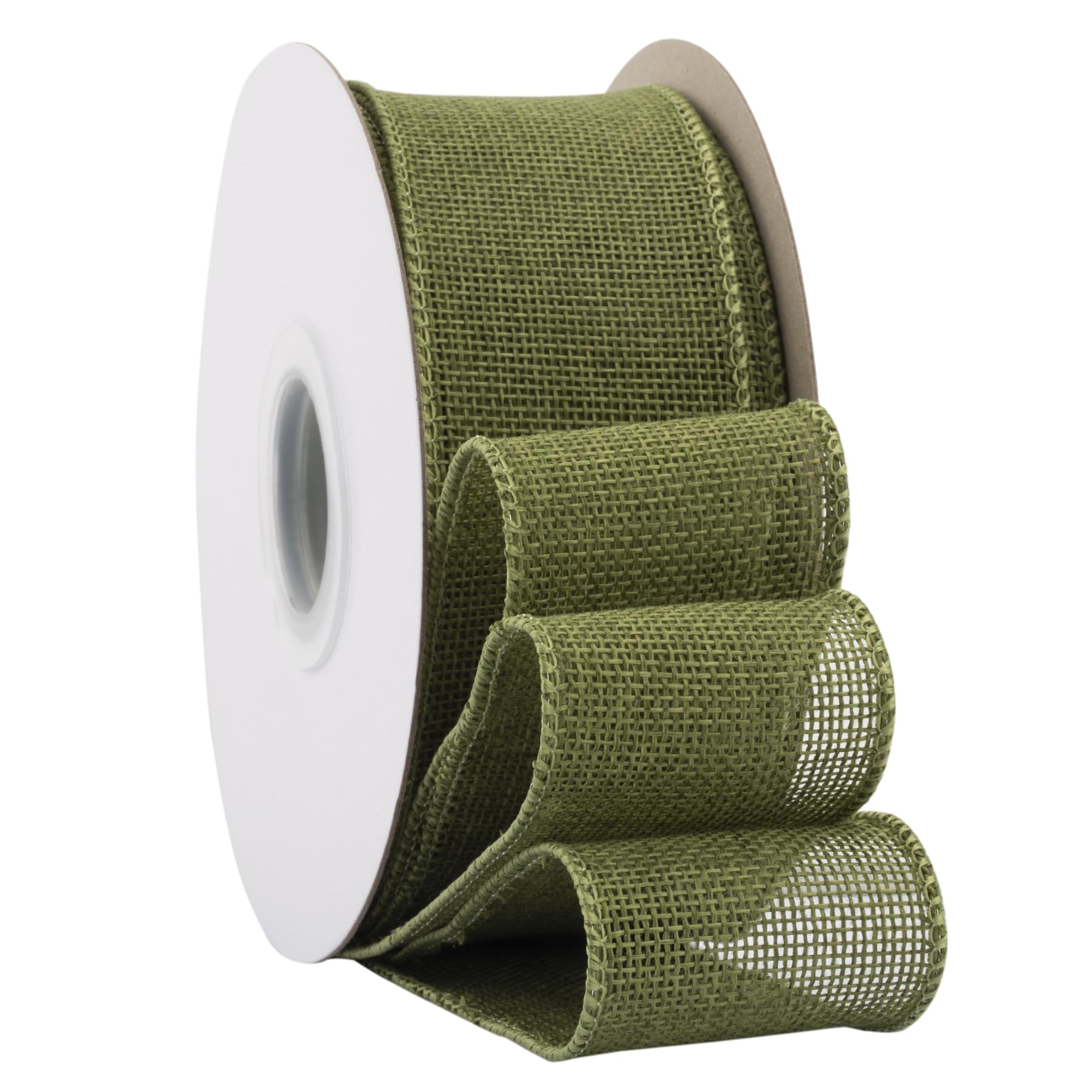 Ribbonitlux Moss Burlap Wired Ribbon, 50mm x 18 Meters, Wired Edge Burlap Ribbon for Gift Wrapping, Big Bow, Wreath, and Christmas Tree Decoration