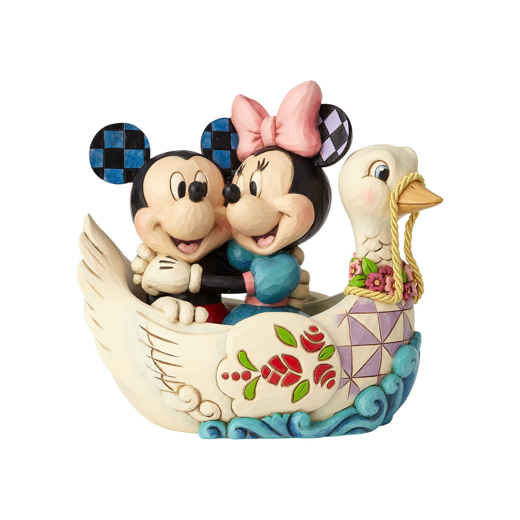 Enesco Mickey And Minnie Statue On Swan 15Cm