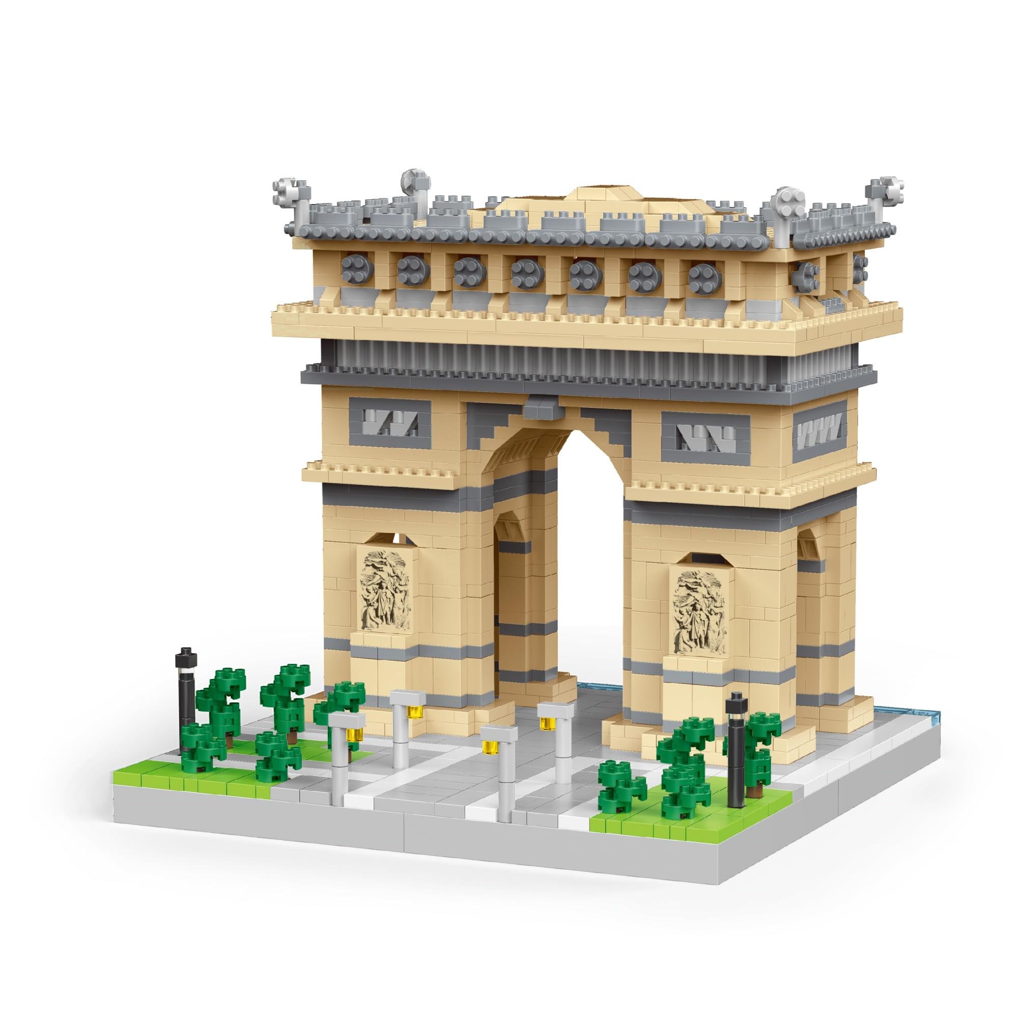 Paris Arc de Triomphe Micro Building Blocks - 1800+ Pieces 3D Architecture Model for Adults, Challenging Collectible Display, Stress Relief Toys