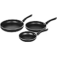 Amazon Basics 3-Piece Non-Stick Frying Pan Set - 8 Inch, 10 Inch, and 12 Inch, Black