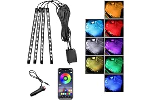 Sylvil Car Led Interior Lights, RGB 48 LED Multicolor Auto Strip Light with Sound Active Function and APP Control, Under Dash Smart Lighting Kit with Charger, Car Accessories (Cigarette Lighter)