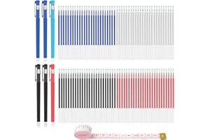 WANFRES Heat erasable pens for fabric markers for Sewing and Quilting,Embroidery,Sewing Supplies.Available in Four Colors,it Comes with a Measuring Tape and Comes. Heat disappearing Ink Pen for fabric