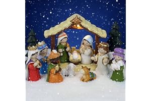 Qulable Nativity Set for Kids - 13pcs Christmas Story Sets & Figures Nativity Scene for Toddlers with LED Lights, Tabletop Figurines Nativity Playset for Little Girls Boys Children Ages 4 5 6+