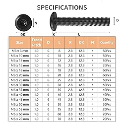 Krysay M6 x 55mm 20Pcs Flat Head Hex Socket Cap
