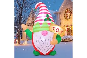 COMIN 5 FT Christmas Inflatables Gnome Outdoor Decoration Blow Up Yard with Built-in LEDs for Holiday Garden Party Decor