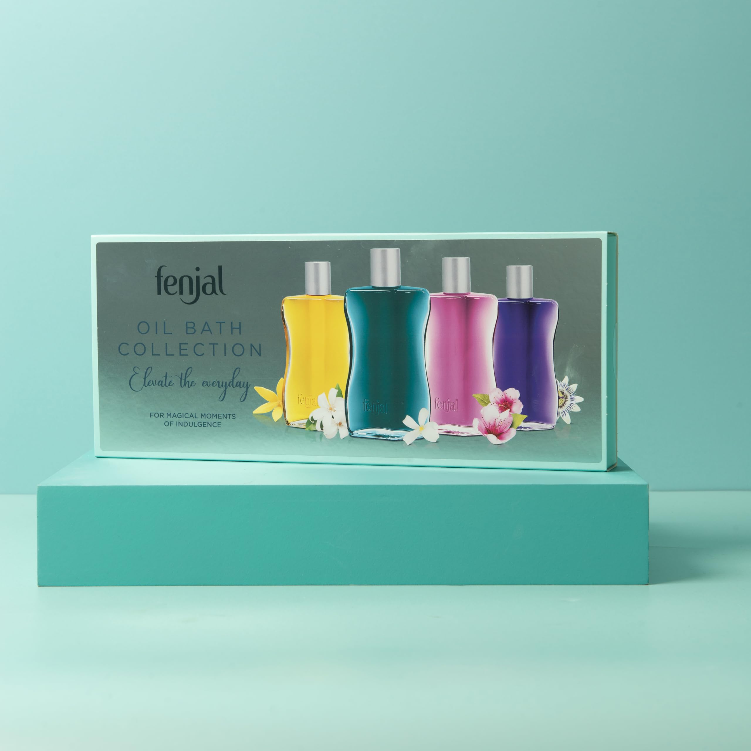 FENJAL Creme Bathing Oil Collection Gift Set | Luxurious Bubbles| Nourished & Cleansed Skin | 4 Iconic Scent - Classic , Intensive , Passion flower , Moringa | 4x50ml