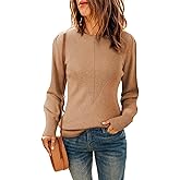Dokotoo Womens Ribbed Knit Long Lantern Sleeves Sweater Crewneck Casual Slim Fit Pullover Jumper Tops