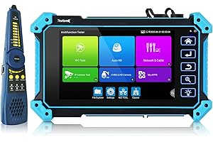 Rsrteng 8K IP Camera Tester with Cable Tracer, IPC-5200C Plus 8MP AHD CVI TVI SDI CVBS IP Camera Test 4K HD Display Video Monitor 5.4 inch IPS Touch Screen IPC Tester Support POE PTZ RS485 HDMI & VGA