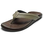 OLUKAI Hiapo Men's Leather Beach Sandal, Crafted Materials, Lightweight & Durable, All-Day Comfort & Support