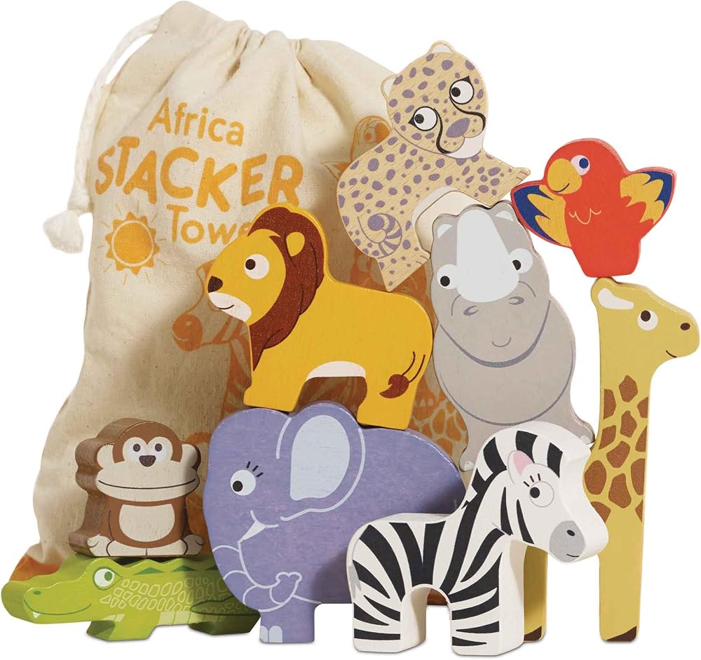 Le Toy Van Wooden Petilou Africa Stacker 9 Pieces Educational Toy