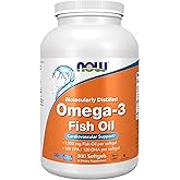 NOW Foods Supplements, Omega-3 180 EPA / 120 DHA, Molecularly Distilled, Cardiovascular Support*, 500 Softgels