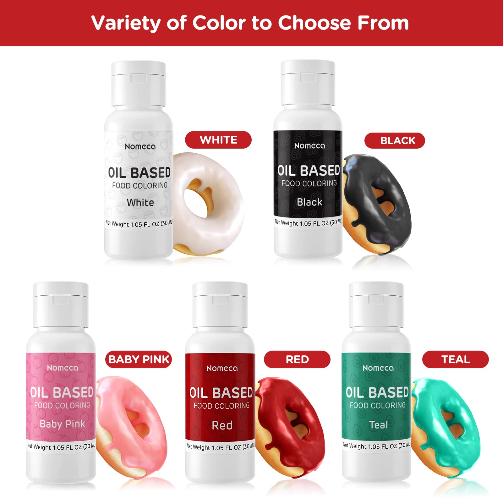 Upgraded Oil Based Food Coloring for Chocolate - 30 Milliliters Oil Red Food Color for Baking Cake Decorating, Edible Food Dye for Candy Melts Cookies Icing Fondant Meringues