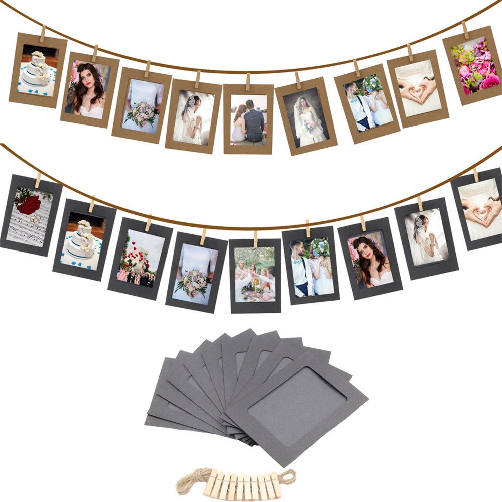 10 Pcs 3/5/6 Inch Hanging Album Clip Kraft Paper Photo Frame Strings