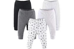 The Peanutshell 5 Pack Baby Boy or Girl Pants Set - 100% Cotton Toddler & Baby Pants, 0-24 Months - Safari Animals