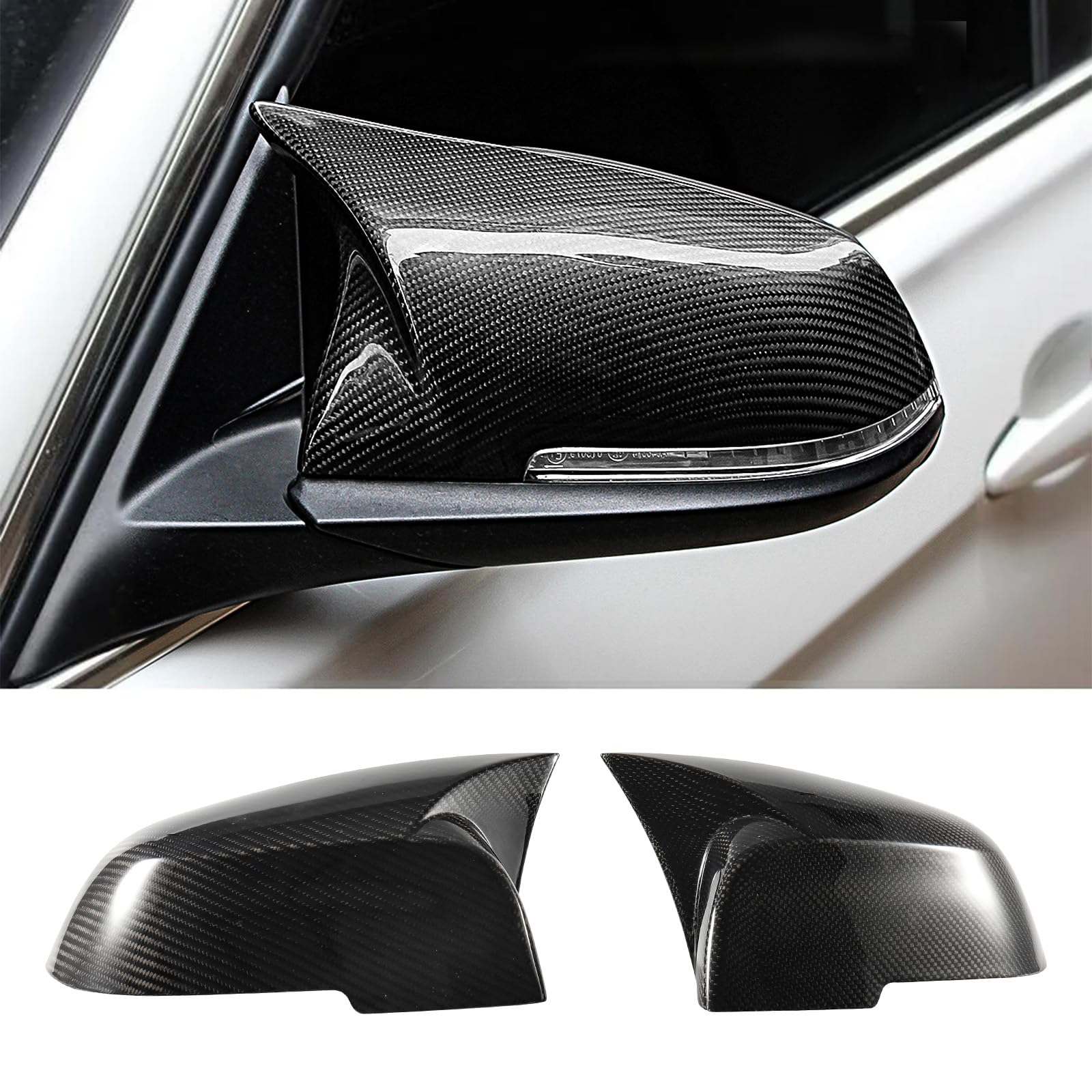 Photo 1 of Fancemot Real Carbon Fiber Mirror Trim Covers Compatible with BMW 2 Series F22 F23, 3 Series F30 F34, 4 Series F32 F33 F36, M2 F87, X1 E84, Side Door Rearview Mirror Caps