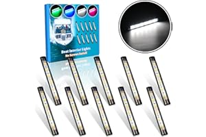 Botepon Upgraded Boat Interior Lights, No Drill Install Marine LED Lights with Adhesive & IP67 Waterproof, Boat Deck/Cockpit Lighting for Night Fishing Safety, White