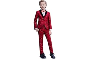 ELPA ELPA ELPA Boys Floral Tuxedo Suit Set - Slim Fit Youth Tuxedo