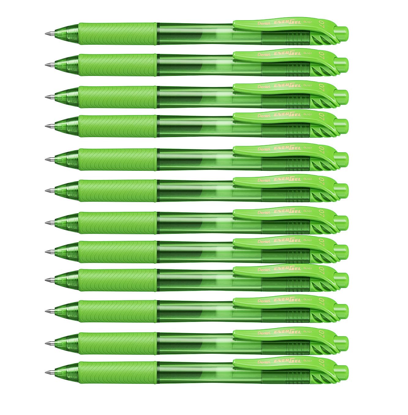 Pentel EnerGel X Retractable Gel Pen - Lime Green Ink - Pack of 12