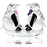 Arikyrist Crystal Penguin with Tie Figurines Gifts for Couple Women Men Glass Cute Penguin Collectibles Animal Statues for Penguins Lovers Home Decoration