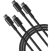 Baseus USB C Cable, 2-Pack 3.3ft 100W 5A Fast Charging USB C to USB C Cable, Zinc Alloy Nylon Braided USB Type C Charger Cable for iPhone 17/Pro/Plus/Pro Max, MacBook, iPad Pro/Mini, Galaxy S24/S23+