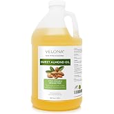 velona Sweet Almond Oil - 1 Gallon / 128 fl oz, Cold Pressed | For Soft-Feeling Skin, Hair Care &amp; Massage. Hexane Free.