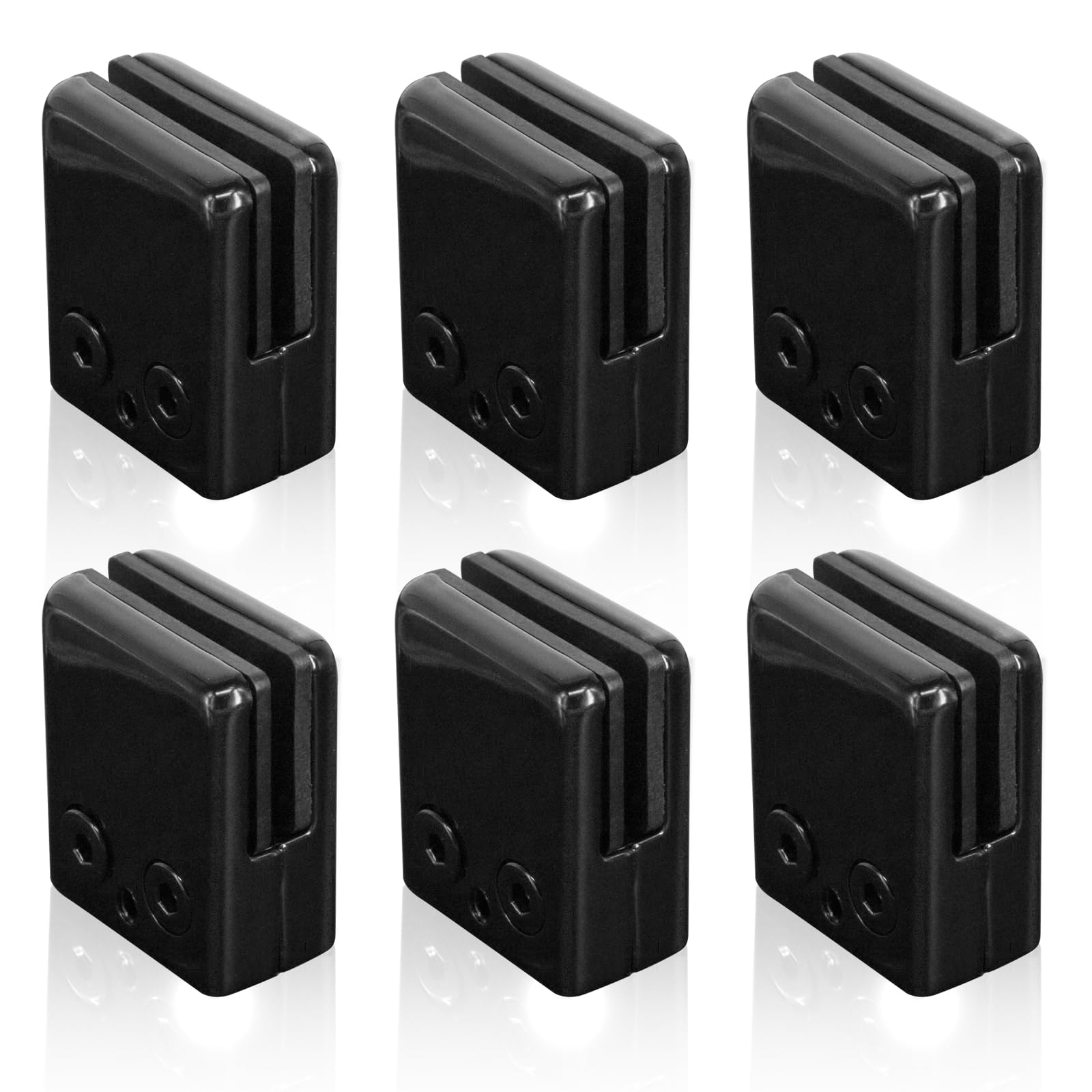 Cokritsm Stainless Steel Glass Clamps 6-8mm, Black Glass Clips Adjustable Glass Clamp Bracket for Balustrade Staircase Handrail, Glass Clamps Clip Holder for Stair Window 6pcs