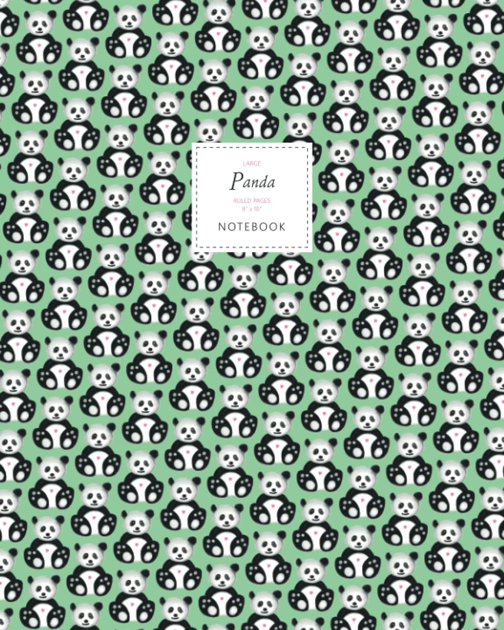 Panda Notebook - Ruled Pages - 8x10 - Premium: (Green Edition) Fun notebook 192 ruled/lined pages (8x10 inches / 20.3x25.4 cm / Large Jotter)