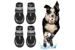 SUPERPAWS Dog Shoes for Large Small Medium Dogs - Breathable Dog Boots for Summer Hot Pavement Waterproof Paw Protector for Outdoor Walking(Black-B, #5 (2.95"*2.36")(L*W) for 52-68 lbs)