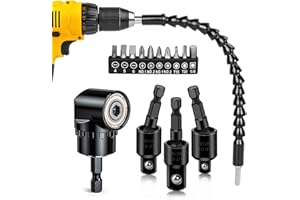 FOUUAAOOU Flexible Drill Bit Extension Right Angle Drill Attachment Set, 360° Rotatable 1/4 3/8 1/2" Impact Grade Socket Adapter Set, Super Bit Shaft Extension Bits, Screwdriver Bit Set