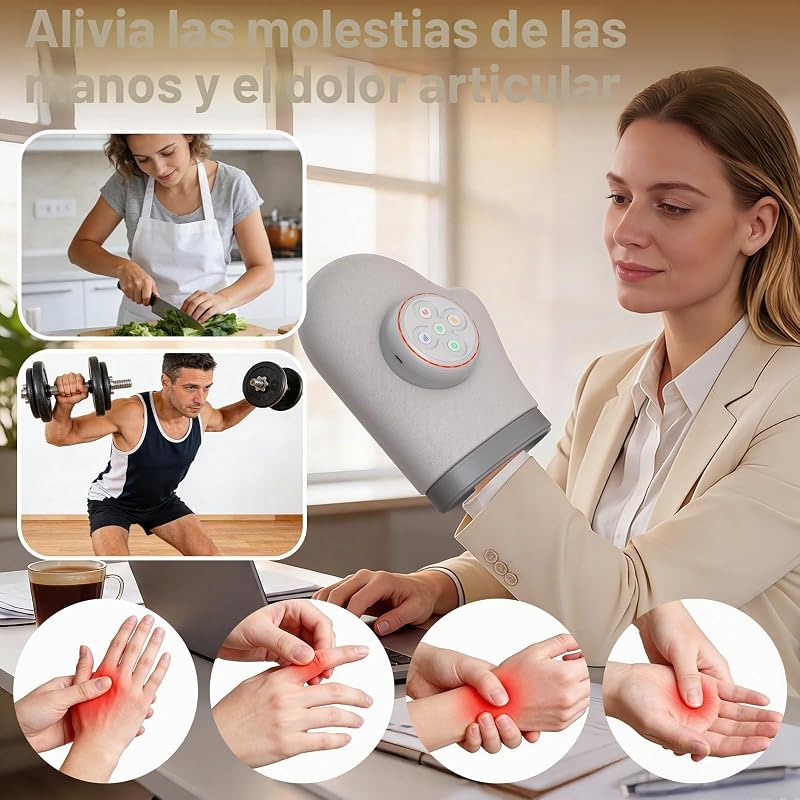 Massajador de Mãos Cinzento, Calor, Compressão de Ar 3 Modos e 5 Níveis