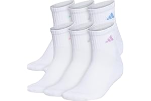 adidas Women's Athletic Cushioned Quarter Ankle Socks (6 Pairs) Durable & Comfortable