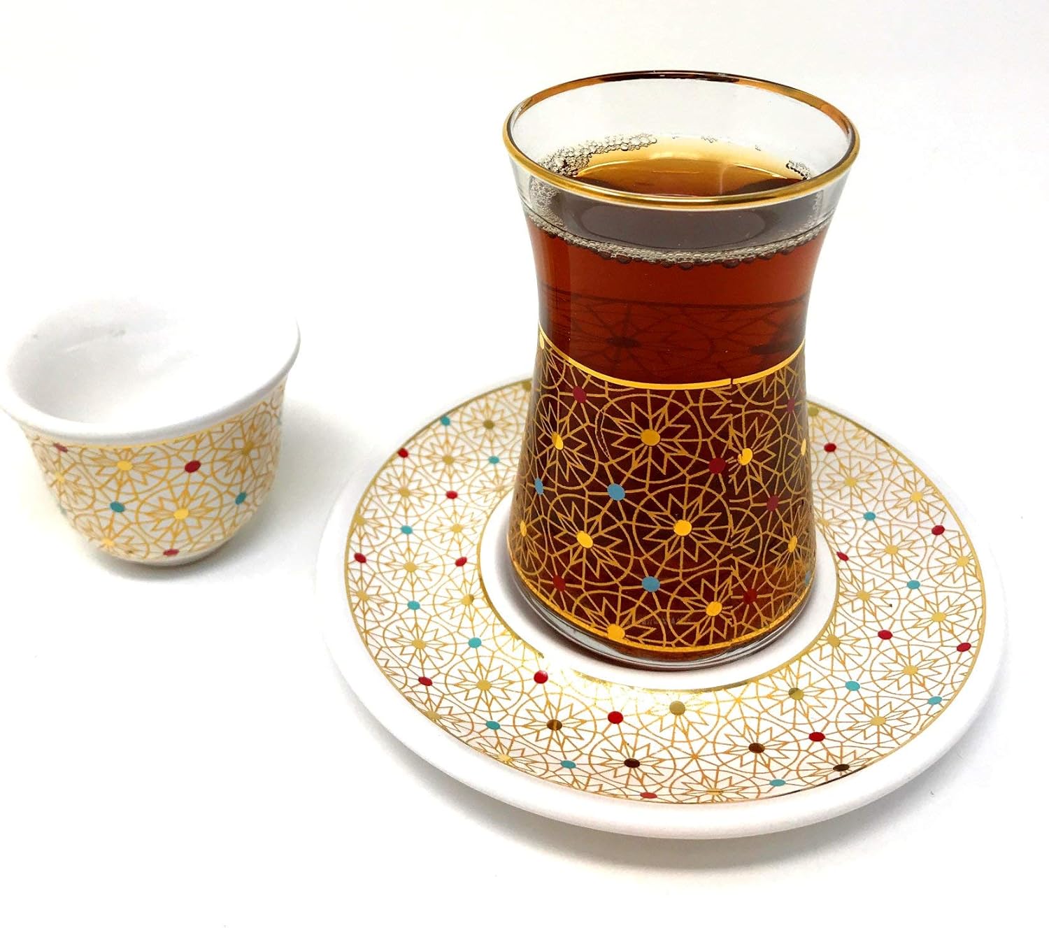 18 Piece Handmade Glass Unique Fancy High Class Arabic Mirra Coffee Set