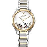 Citizen Eco-Drive Ladies' Disney Mickey and Minnie Mouse Two Tone Gold Stainless Steel, 3-Hand, 35mm (Model: EM0754-59W)