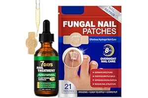 QIUUMEY Nail Patches & 7 Days Ginger Nail Serum, Extra Strength Overnight Nail Support Kit for Damaged,Cracked & Discolored Nails, Multi-Purpose Nail (1 Set)
