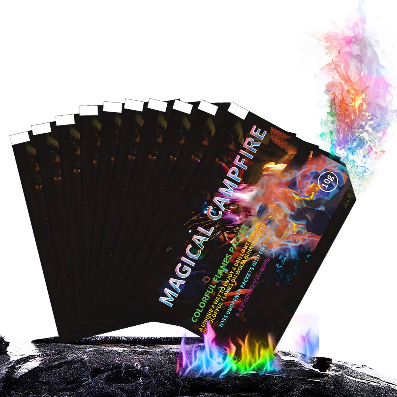 ALLONY Fire Colour Changing Powder, Magic Fire Powder, Mystical Fire Sachets, Fire Colour Changer, Suitable for Bonfire Night, Outdoors, Indoor, Parties, Fireplaces, 10*10g