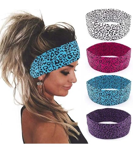 Women Black Leopard Thin Elastic Headbands Workout Sweatbands Hair Accessories Cheetah Headbands for Women Short Hair Non Slip Elastic  main image 3