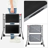 SONGMICS 2 Step Folding Ladder 150 kg Steel Grey Black view 6
