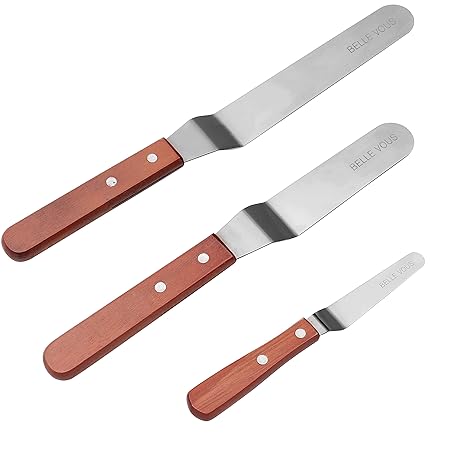 BELLE VOUS Winkelpalette Set 3Pcs - Streichpaletten mit Flexiblen Edelstahl Klingen (20.5cm, 15cm, 10cm) - Dekorations Werkze