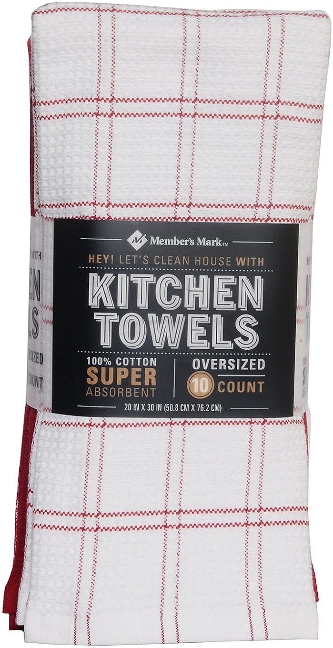 Member's Mark 100 Cotton Kitchen Towel, 10pack Red