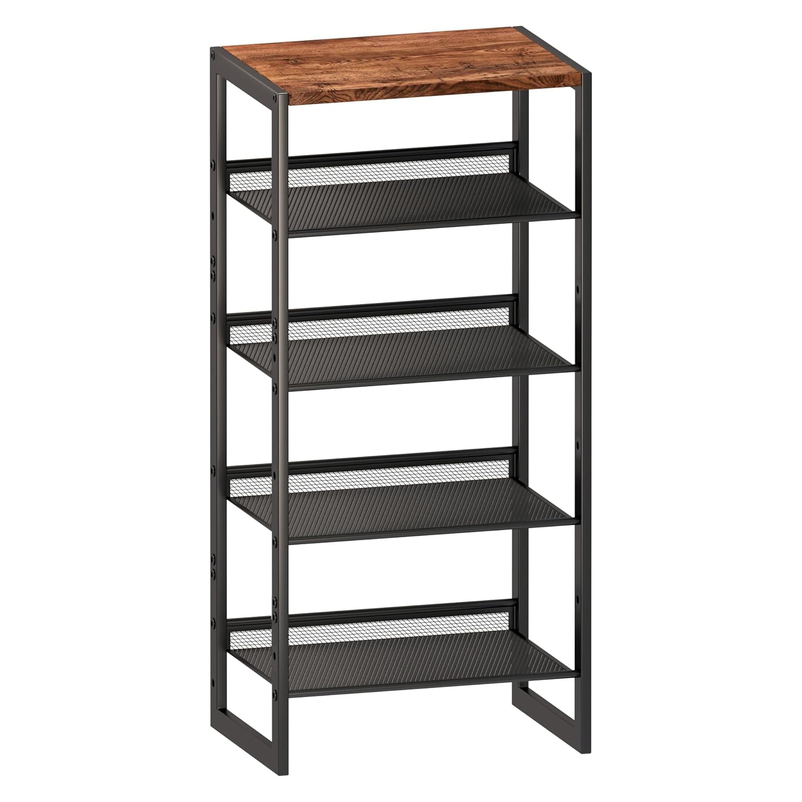 Photo 1 of 5 Tier Metal Shoe Rack, Sturdy Steel Frame with Rust-Proof Coating, MDF Top, Adjustable Flat Inclined Mesh Shelves, Anti-Tip Scratch-Resistant Feet, Sleek Show Rack for Entryway, Hallway, Garage