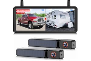 Solar Wireless Backup Camera 2-Cam System: 2-Min Install, 7.2" 1080P HD Split-Screen Monitor with Dual Antennas for Strong Si
