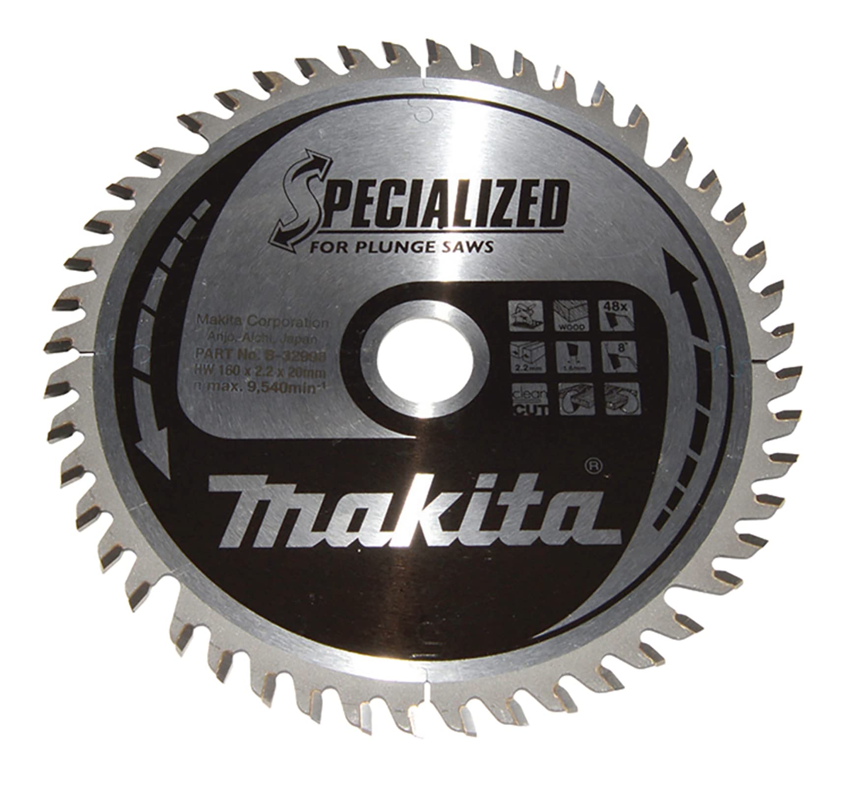 Makita B-32998 Specialized Saw Blade for Plunge Saws 160x20x48T