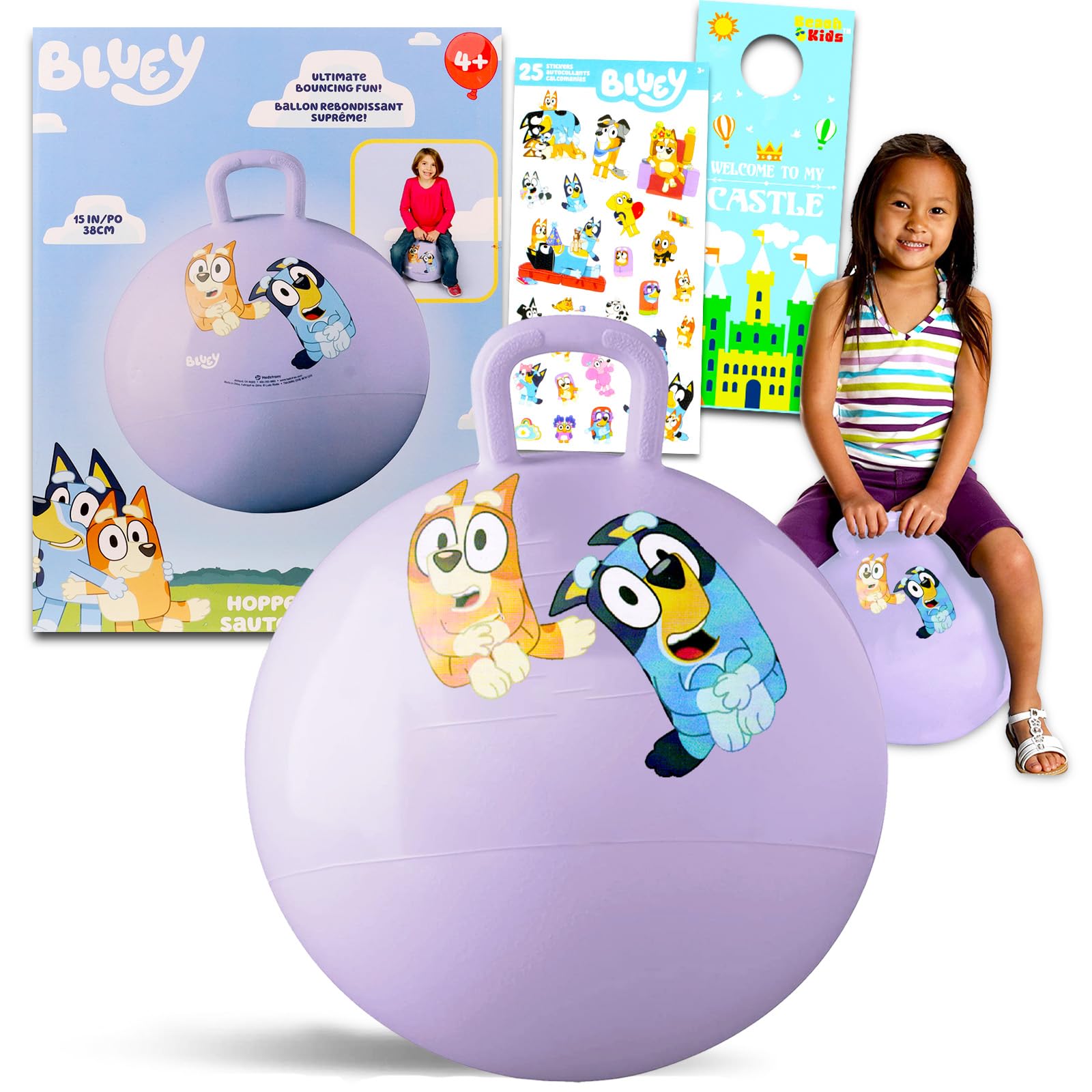 Photo 1 of Bluey Hopper Ball Outdoor Toy Set - Bundle Includes 15" Hopper Ball for Boys and Girls Outdoor Activities, Parties Plus Stickers, More | Bluey Jumping Ball for Toddlers