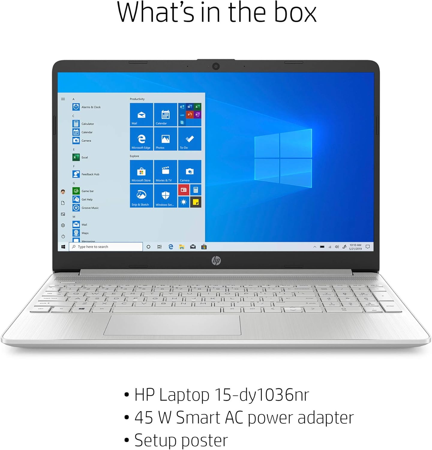 HP 15-dy1036nr 10th Gen Intel Core i5-1035G1, 15.6-Inch FHD Laptop, Natural Silver: Computers & Accessories