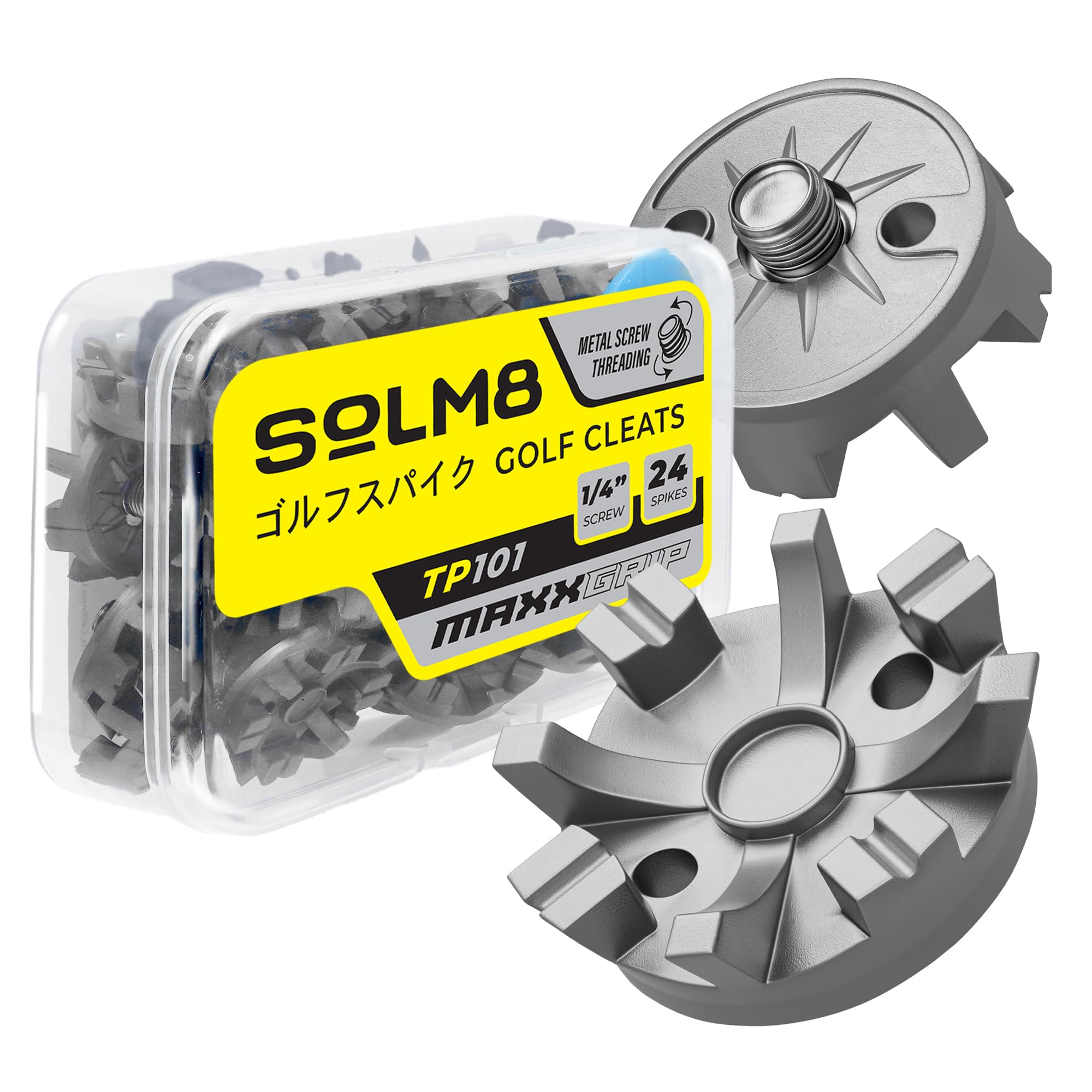 Photo 1 of 24 Maxx Grip Golf Shoe Spikes Replacement Metal Screw Threading Dia ¼ Inch or 6mm Easy to Install on Golf & Cricket Spike Shoes (Spanner Included)